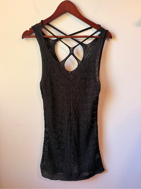 VENUS Other - Black Crochet Tank Top/Swim cover up with Strappy Back